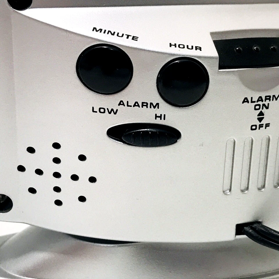 Sharp LED Digital Alarm Clock, Swivel Base, Silver Case, Red Display, SPC033D - Image 4 of 4