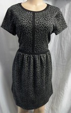 LOFT GRAY ANIMAL PRINT SHORT SLEEVE A-LINE SWEATER DRESS SZE: 0 NWT
