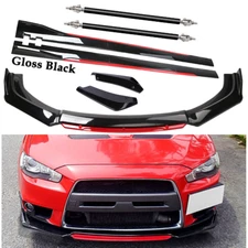 Front Bumper Lip Spoiler Splitter Body Side Skirt Glossy black For Mitsubishi R
