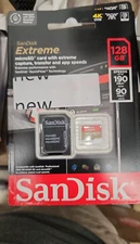 SanDisk Extreme 128GB microSDXC UHS-I/U3 Micro SD Card with Adapter ~ Open box