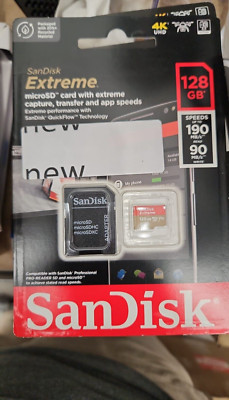 SanDisk Extreme 128GB microSDXC UHS-I/U3 Micro SD Card with Adapter ~ Open box
