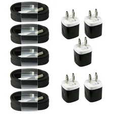 5x Charging Kits - 8-pin Cords + Wall / Home Chargers for iPhone 14 13 12 11 x 8