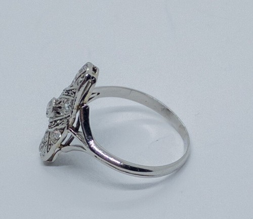 Enchanting Antique Art Deco Diamond Filigree 14k White Gold Ring size 4.5 - Picture 6 of 9