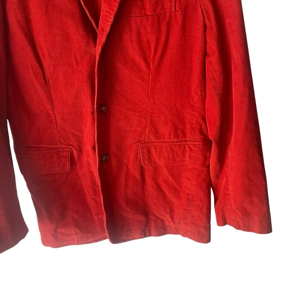 J. Chaqueta Blazer Crew Para Hombre Talla Mediana Naranja Quemado Pana Abotonada Carrera Foto 3 de 4