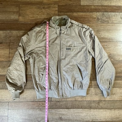 80s VINTAGE Members Only 44L Tan Khaki Racer Jacket Made in Hong Kong Mens 24812