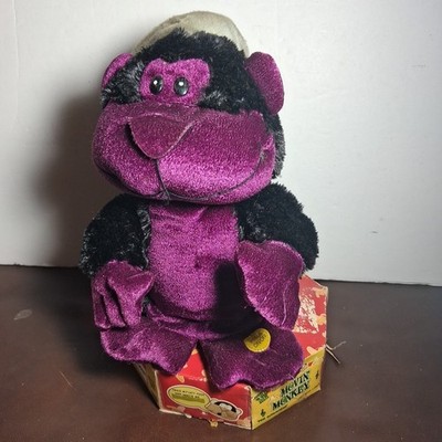 Gemmy Moving Monkey Dancing Spinning Purple Plush Plushie Toy