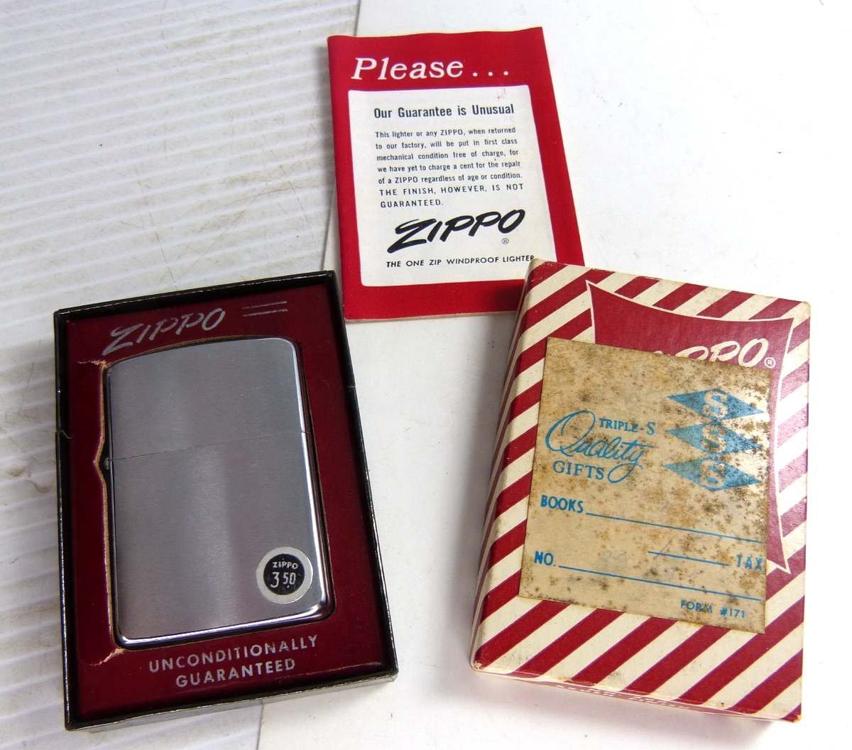Vintage 1960 Zippo Lighter No 200 Brush Finish In Box Unfired