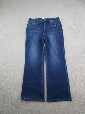 Risen Jeans High Rise Baggy Wide Leg Blue Stretch Denim Jeans Womens Size 13/31