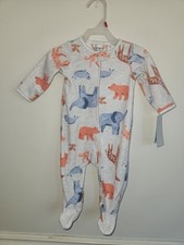 Carter's Just One You Footed Sleeper Animals baby boys 3-6M NWT Reservsable Zip