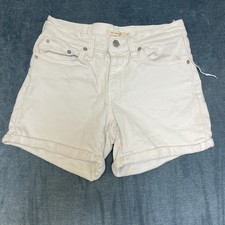 Levi's Mid Length Cut Off Shorts Womens 27 White Denim Cuffed Hem Light Wash