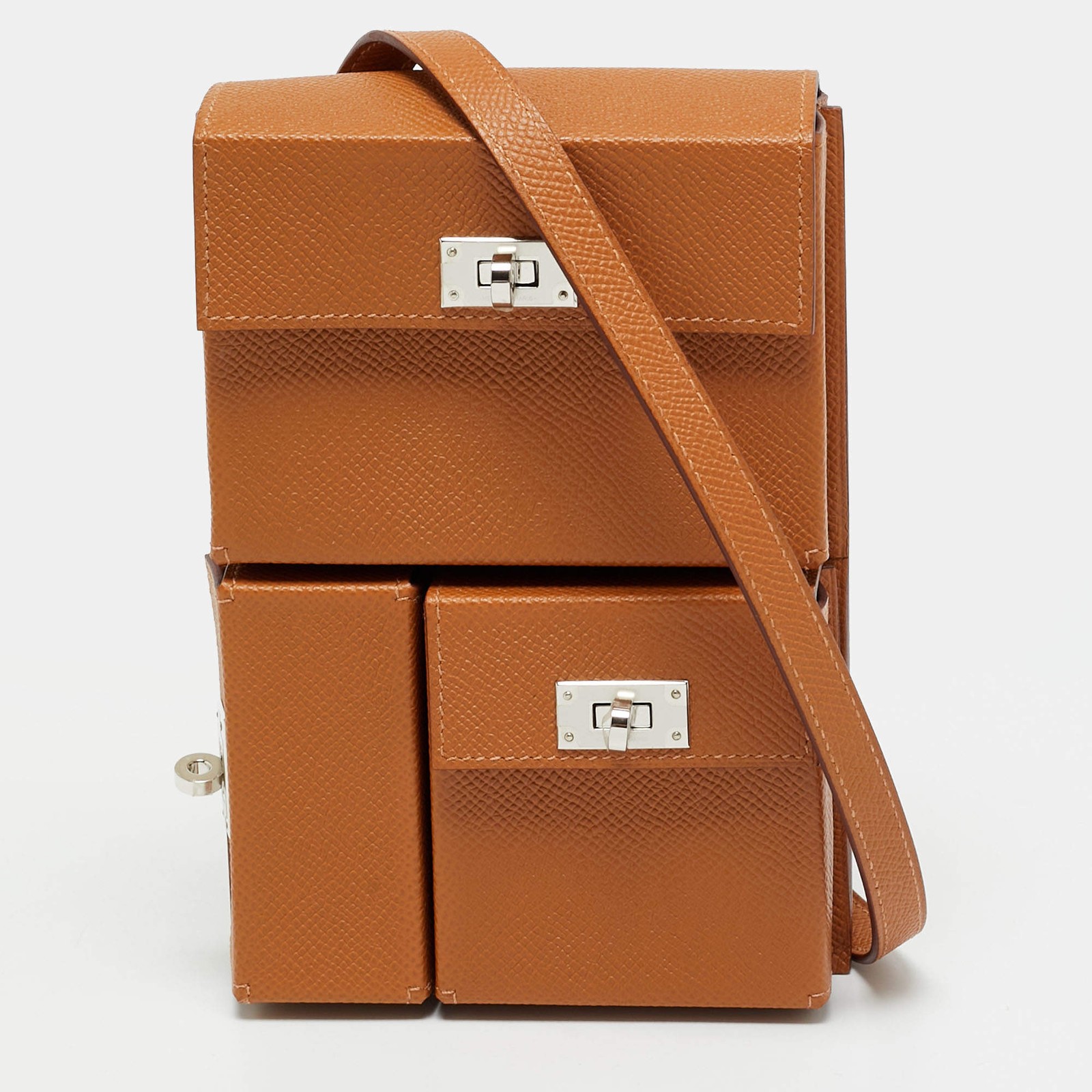 Hermes Kelly Multipocket To Go Gold Epsom Leather Pouch