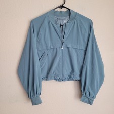 Athleta Girl Good Days Bomber Jacket Kids Size 12 Large Athletic Teal Blue