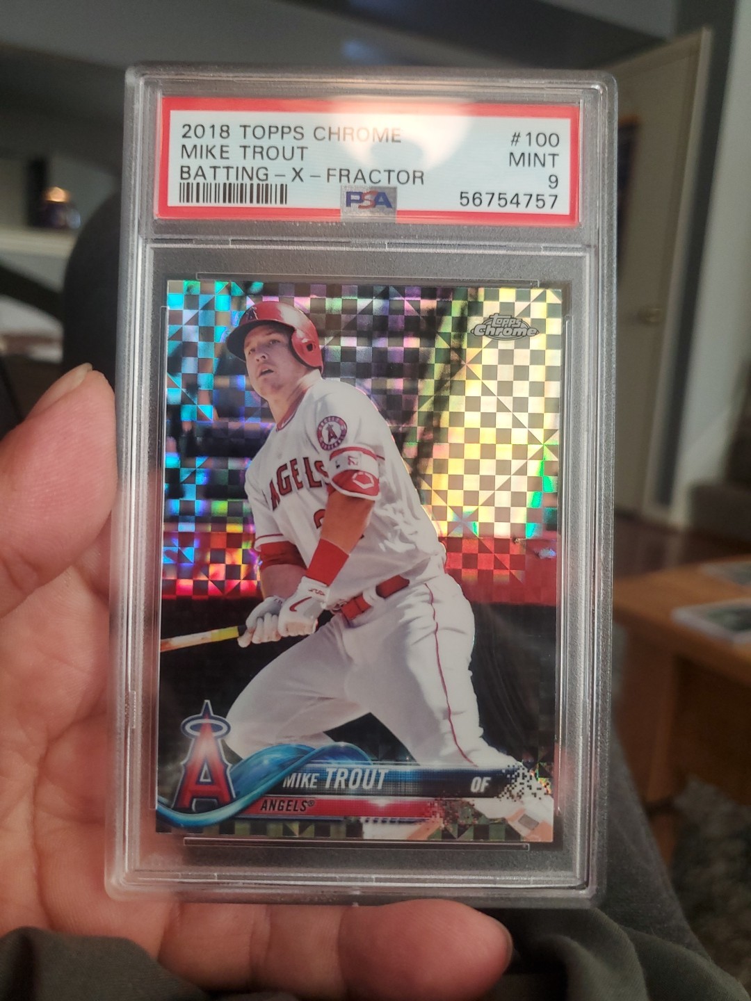Mike Trout 2018 Topps Chrome #100 Batting X-Fractor PSA 9 Anaheim Angels