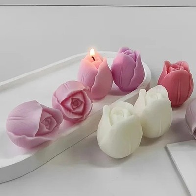 Silikonform für Blumenkerzen - 3D Rose Seifenherstellung - Mehrfarbig Set