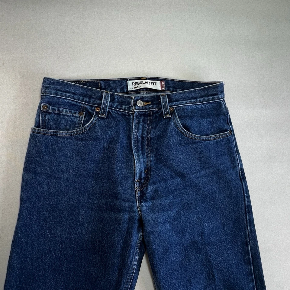 Jeans Levi's para hombre 33x34 505 pierna recta azul algodón denim Foto 4 de 4