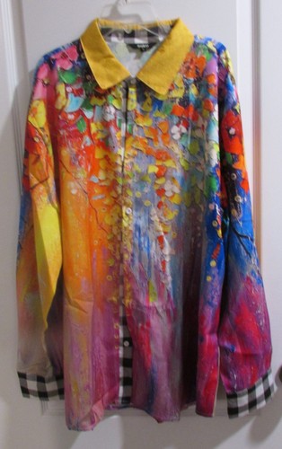 Herren OUKU buntes geblümtes Langarmhemd - XL - Bild 1 von 3