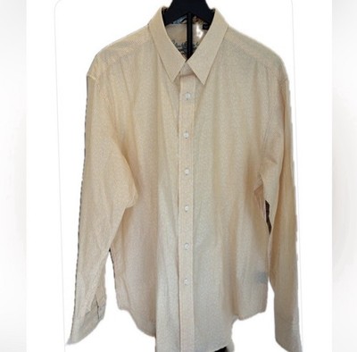 Robert Graham NWOT Striped Long Sleeve Button-Up Shirt Lt Orange/Beige XL