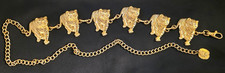 Cinturón de Tigre Anne Klein Tono Dorado Ojos Joya 41" Disfraz BOHO Años 80? Retro De Colección