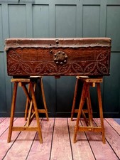 Large 18th century Italian studded leather trunk - chest