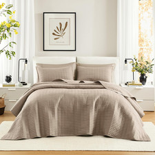 King Quilt Set Modern Reversible Diamond Coverlet Bedding Set Cozy Quilted Winte
