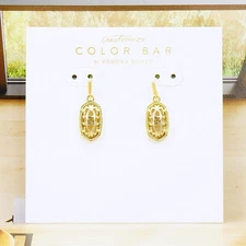 NWOT Kendra Scott Lee Gold Filigree Small Drop Earrings Gold Tone