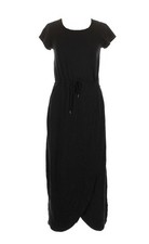 T By Talbots Large Petite Black T Shirt Knit Drawstring Waist Dress