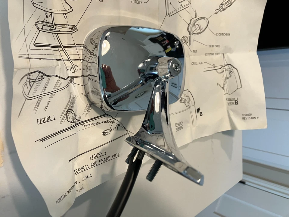 Espelho remoto NOS 1969 1970 1971 1972 Pontiac GTO Grand Prix data 5/69 #988653 - Imagem 3 de 4