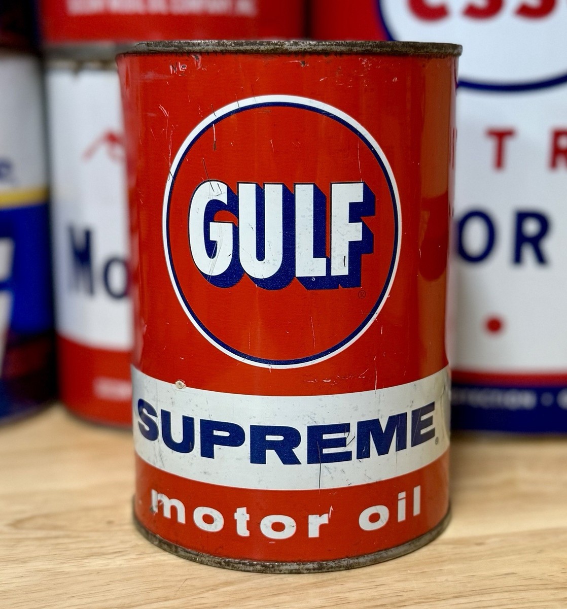 Vintage Gulf Supreme Motor Oil Can Quart Empty | eBay