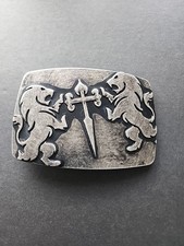 Lions Cross Sword Metal Belt Buckle