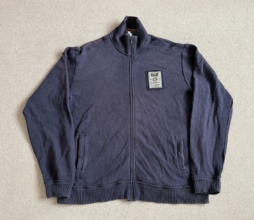 D&G, D&G Dolce & Gabbana Vintage Knit Full Zip Sweater Made in Italy Size XL