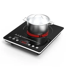 1800W Electric Cooktop, 110V Single Burner Stove with Electric Cooktop 12 Inch