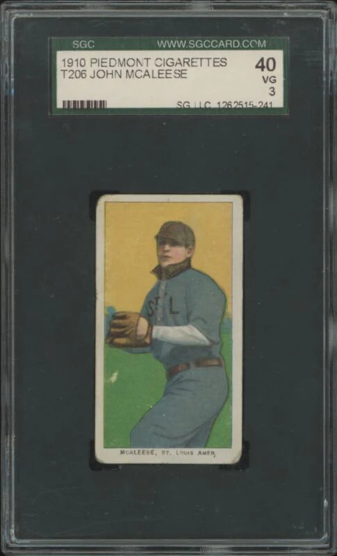 1909 T206 JOHN MCALEESE VG PIEDMONT 350 SGC 3 BASEBALL ST. LOUIS BROWNS