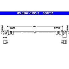Bremsschlauch ATE 83.6267-0195.3 für Opel Corsa A TR Kadett D Caravan