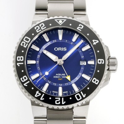 ORIS Aquis GMT Date Automatic Cal.79801.798.7754.4135 Blue SS Used Watch
