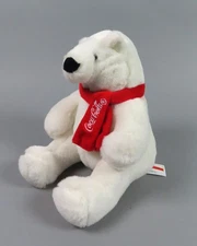 Coca Cola Plush Polar Bear 7" White With Red Scarf