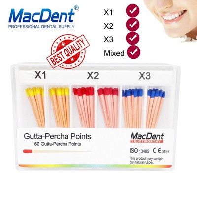 1*MacDent Dental Endodontics Gutta Percha Points Root Canal Files Taper X1 X2 X3
