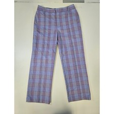 Urban Outfitters Purple Plaid Straight Leg Trousers Pants Womens 6 Checkered