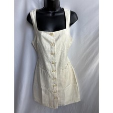 MNG Mango NWT Cream Striped Belted Dress Size M USA 6 Classy Modest Old Money