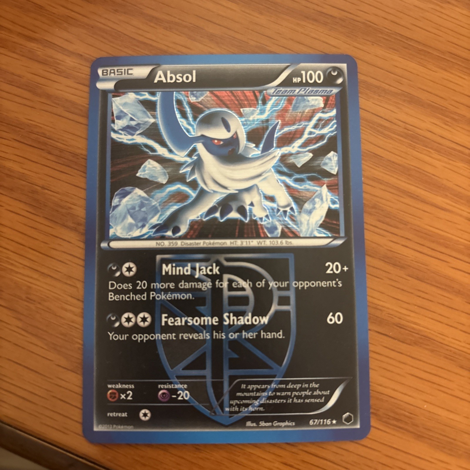 Absol 67/116 Plasma Freeze Holo Card 2013 Near Mint Condition