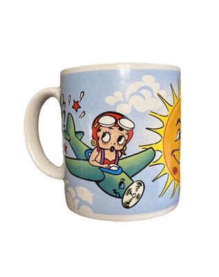 1989 Vintage Betty Boop Vandor Ceramic Mug Plane Skydiving Kissed Sun