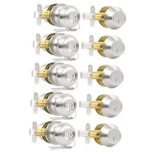 Front Door Lock Set, Keyed Alike Exterior Door Lock Set 5 Pack Brushed Nickel
