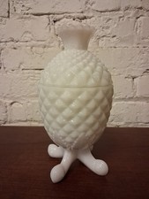 Antique Candy Dish Opaline Pineapple Portieux Vallerysthal France Footed 7