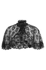 Black Lace Ruffle Cape Capelette Goth Witchy Vampire Occult Victorian Medieval