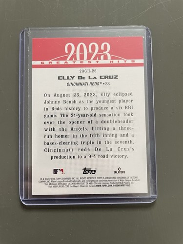 2024 Topps Serie 1 - 2023 Grandes éxitos Elly De La Cruz #23GH-25 (RC) - Imagen 2 de 2