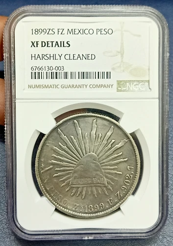 1899 Mexico Peso Zs Fz Silver Coin NGC XF