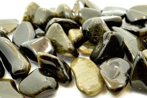 Golden-Sheen-Obsidian-Tumbled-Stone-FLAT-15-20mm-QTY1-Healing-Crystal-Third-Eye