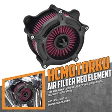 Matte Black Air Cleaner Filter Red Intake Harley Touring Road King Glide 00-2007