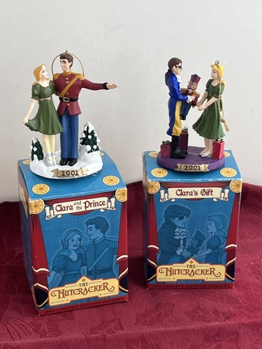 NIB LOT 2 2001 NUTCRACKER CLARA & PRINCE /CLARAS GIFT CHRISTMAS TREE ORNAMENTS - Picture 7 of 10
