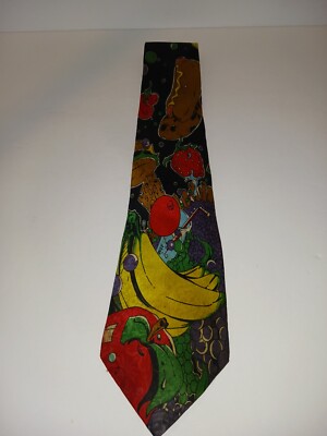 Silk House Neck Tie Designed By A. Rogers -- Fruit -- 100% Silk