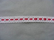 Cluney White Insertion Lace with Wine Insert 10mmts 03011B 